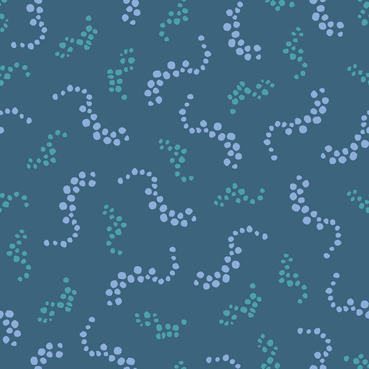 Beach Breezes Ice features a repeating pattern in french gray, lavender, and green colors of swirling dots reminiscent of sea spray on ocean waves.
